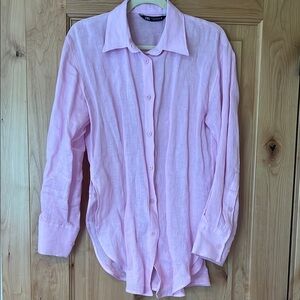 Zara blush pink button down